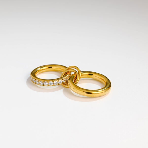 Design Double White Zirconia Stainless Steel Non Tarnish Ring - Image 2