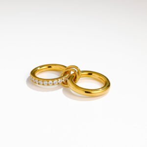 Design Double White Zirconia Stainless Steel Non Tarnish Ring