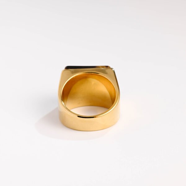 Vintage Stainless Steel Cast Tiger Eye Geometric Ring - Image 4
