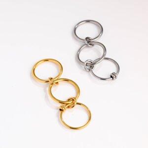 Cool Style Hand Jewelry Three Finger Link Ring Titanium Steel Ring