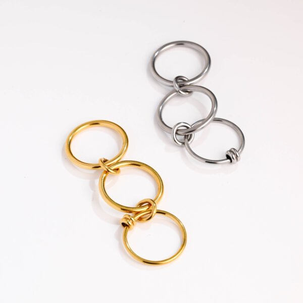 Cool Style Hand Jewelry Three Finger Link Ring Titanium Steel Ring
