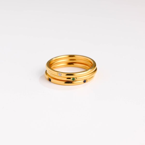 Stacking and mixing cost-effective three-piece colored diamond titanium ring set - Image 3