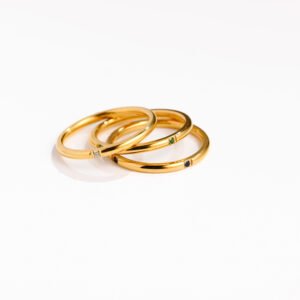 Stacking and mixing cost-effective three-piece colored diamond titanium ring set