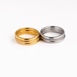 Stylish and minimalist triple life stainless steel 3-piece frosted glossy ring.