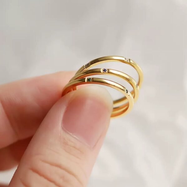 Stacking and mixing cost-effective three-piece colored diamond titanium ring set - Image 4