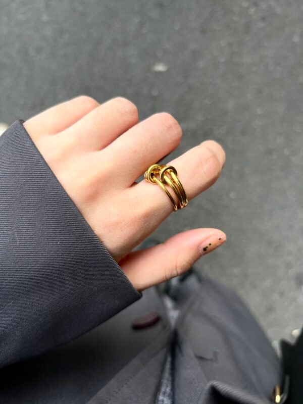 Cool Style Hand Jewelry Three Finger Link Ring Titanium Steel Ring - Image 3