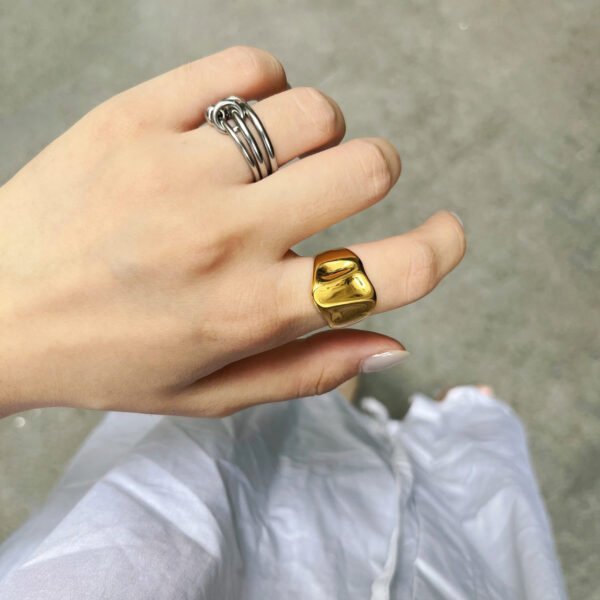 Geometric texture, colorfast original design stainless steel ring - Image 4