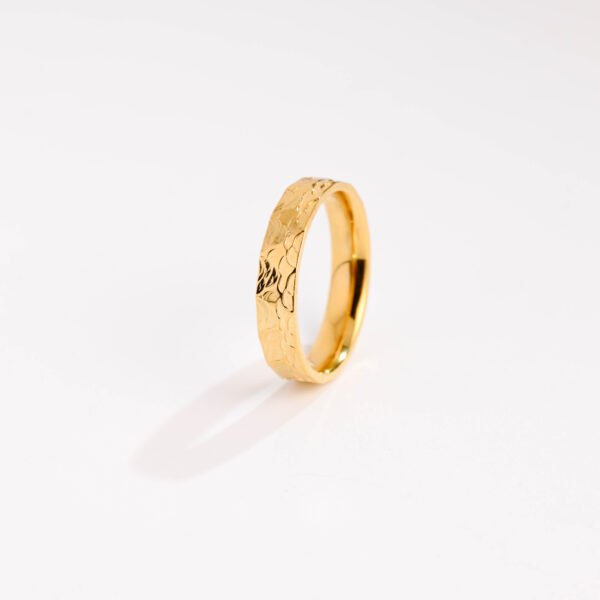 Dragon scale chiseled crushed ice ice irregular scale titanium steel ring. - Image 2