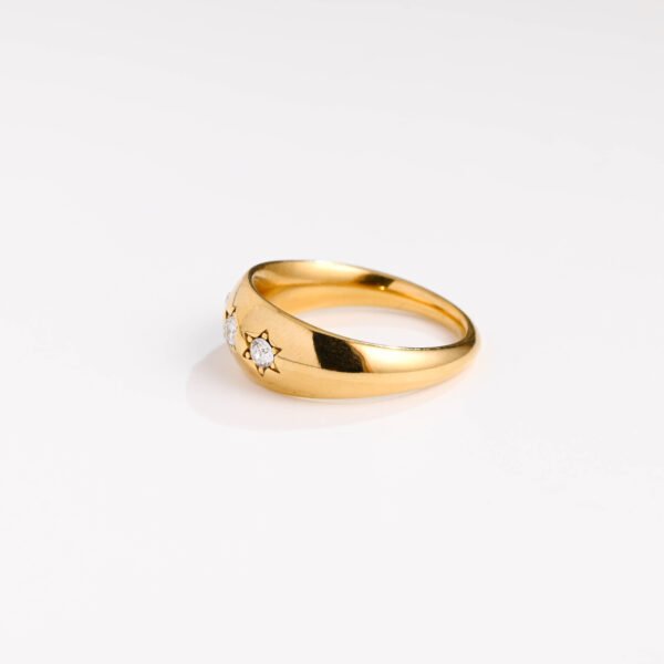 White Hexagonal Diamond Stainless Steel Ring - Image 3