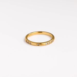 Minimalist Extremely Fine Diamond Set Titanium Ring