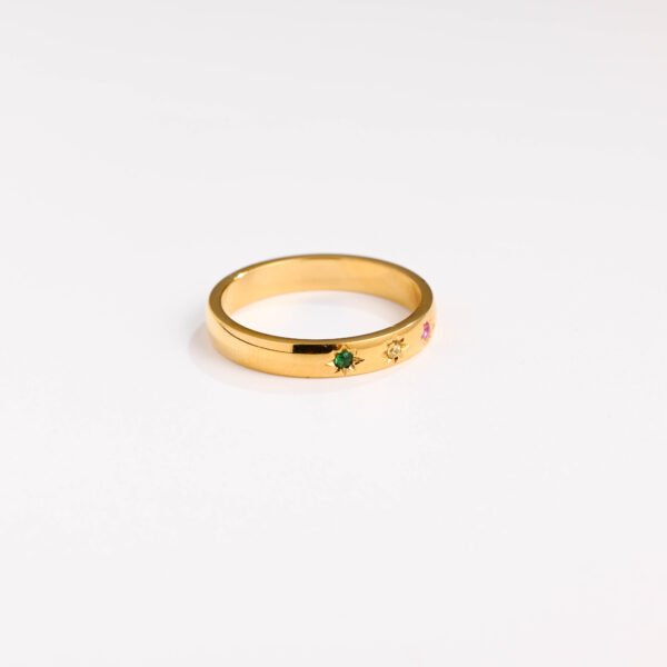Fashion personalized titanium steel Japanese colored diamond ring - Image 2