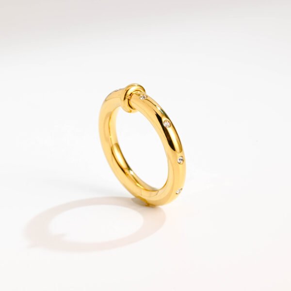 Premium Feeling Stainless Steel Rhinestone Plain Ring - Image 3