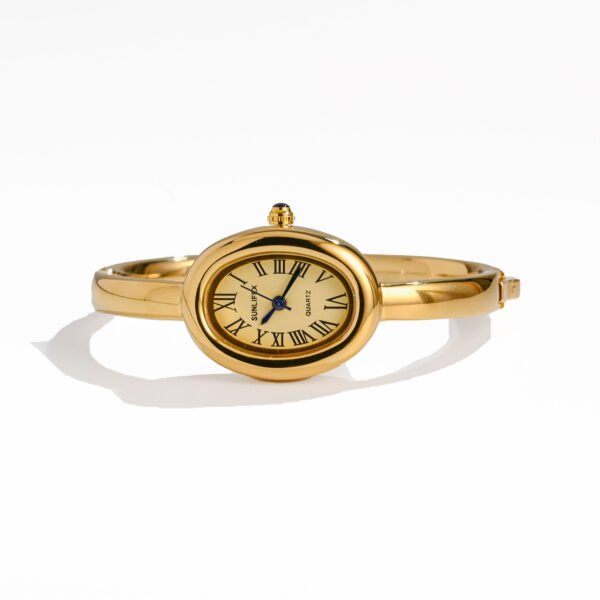 Oval mini gold watch,Bracelet watches,Medieval style women's watch,Stylish lightweight quartz watch