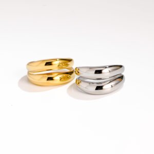 Stainless Steel Double Layers Smooth Skeleton Open End Ring