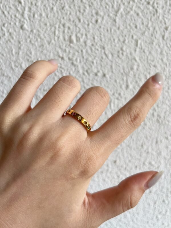 Fashion personalized titanium steel Japanese colored diamond ring - Image 4
