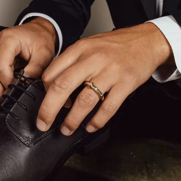 Premium Feeling Stainless Steel Rhinestone Plain Ring - Image 4
