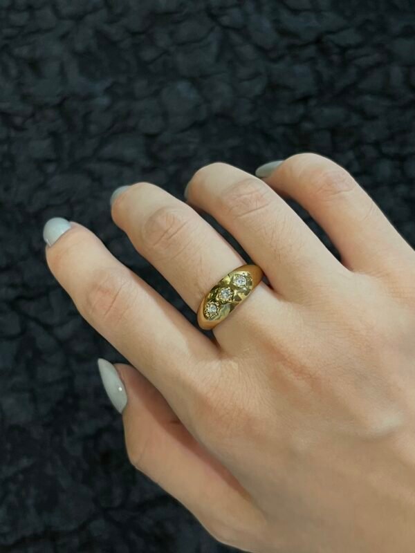 White Hexagonal Diamond Stainless Steel Ring - Image 4