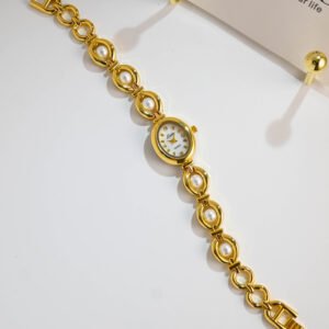 Mediaeval light luxury imitation pearl temperament women`s watch